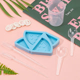 DIY Watermelon Straw Topper Silicone Molds Kits, Food Grade Resin Casting Molds, For UV Resin, Epoxy Resin Jewelry Making, with Plastic Pipettes, Latex Finger Cots, Plastic Measuring Cup, Sky Blue, 73x103.5x12mm, Inner Size: 39.5x21.5mm and 49.5x50mm