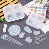 Pet Silicone Molds Kits, with Plastic Pipettes, Disposable Latex Finger Cots, Plastic Measuring Cup, Disposable Flatware Spoons, Nail Art Sequins/Paillette, Mixed Color, 41mm