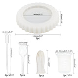 DIY Round Ashtray Silicone Molds Kits, Include Plastic Measuring Cup, Plastic Pipettes, Latex Finger Cots, Plastic Spoons, White, 139x30mm, Inner Diameter: 96mm, 1pc