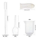 Epoxy Resin Crafts, with Silicone Molds, Disposable Plastic Transfer Pipettes & Latex Finger Cots, Measuring Cup Plastic Tools and Disposable Flatware Spoons, White, 146x14mm, 20pcs/set