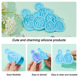 DIY Leaf Dangle Stud Earrings Silicone Molds, Resin Casting Molds, For UV Resin, Epoxy Resin Jewelry Making, with Brass Earring Hooks and Jump Rings, Deep Sky Blue, Molds: 6pcs/set, Earring Hooks: 40pcs/set