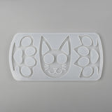 5PCS Cat & Paw Shape Self Defense Keychain Silicone Molds,  Resin Casting Molds, For UV Resin, Epoxy Resin Jewelry Making, White, 226x117x9mm