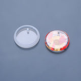 DIY Pendant Silicone Molds, Resin Casting Molds, Clay Craft Mold Tools, Flat Round, White, 42x7.5mm, Hole: 3mm