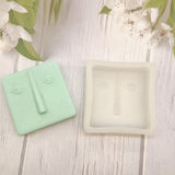 5PCS 3D Abstract Human Face Candle Making Molds, Square Silicone Molds, Resin Casting Molds, Clay Craft Mold Tools, White, 10.3x10.5x3.5cm, Inner Diameter: 8.8x8.4cm