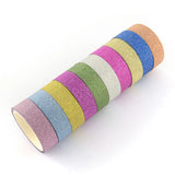 Glitter Powder DIY Scrapbook Decorative Paper Tapes, Self Adhesive Tapes, Mixed Color, 14.5mm, about 3m/roll, 50rolls/box, box: 250x155x50mm