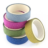 Glitter Powder DIY Scrapbook Decorative Paper Tapes, Self Adhesive Tapes, Mixed Color, 14.5mm, about 3m/roll, 50rolls/box, box: 250x155x50mm