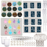 DIY Keychain & Keychain Kit, with Twelve Constellations Silicone Molds, Plastic Transfer Pipettes, Measuring Cup, Latex Finger Cots, Waxed Cotton Cord Necklace, Alloy Keychain Findings, White, 6x0.7mm, Inner Diameter: 4.6mm