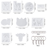 DIY Keychain Epoxy Resin Kits, with 9PCS Silicone Molds, 40PCS Iron Split Key Rings & Jump Rings