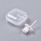 DIY Crystal Epoxy Resin Material Filling, Rose Flower, For Display Decoration, with Transparent Box, White, 36x22x15mm