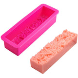 1 pc Silicone Soap Molds with Rose Pattern, 18oz Rectangular Soap Molds Square Silicone Mold Handmade Loaf Bar Mould