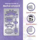 Retro Stainless Steel Metal Cutting Dies Stencils, for DIY Scrapbooking/Photo Album, Decorative Embossing DIY Paper Card, Matte Stainless Steel Color, Mixed Shapes, 177x101x0.5mm