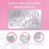 Retro Stainless Steel Metal Cutting Dies Stencils, for DIY Scrapbooking/Photo Album, Decorative Embossing DIY Paper Card, Matte Stainless Steel Color, Cat Shape, 177x101x0.5mm