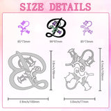 Flower Letter B Carbon Steel Cutting Dies Stencils, for DIY Scrapbooking, Photo Album, Decorative Embossing Paper Card, Greeting Card Mold, 77~98x100~106x0.8mm, 2pcs/set