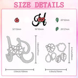 Flower Letter H Carbon Steel Cutting Dies Stencils, for DIY Scrapbooking, Photo Album, Decorative Embossing Paper Card, Greeting Card Mold, 69~97x76~100x0.8mm, 2pcs/set