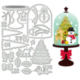 Christmas Glass Dome Theme Carbon Steel Cutting Dies Stencils, for DIY Scrapbooking, Photo Album, Decorative Embossing Paper Card, Greeting Card Mold, Snowman, 163x117x0.8mm