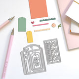 Folding Bookmark Theme Carbon Steel Cutting Dies Stencils, for DIY Scrapbooking, Photo Album, Decorative Embossing Paper Card, Greeting Card Mold, Flower, 64~134x103~111x0.8mm, 2pcs/set