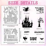 Halloween Castle Carbon Steel Cutting Dies Stencils, for DIY Scrapbooking, Photo Album, Decorative Embossing Paper Card, Greeting Card Mold, Castle, 84~112x92~95x0.8mm, 2pcs/set