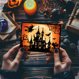 Halloween Castle Carbon Steel Cutting Dies Stencils, for DIY Scrapbooking, Photo Album, Decorative Embossing Paper Card, Greeting Card Mold, Castle, 84~112x92~95x0.8mm, 2pcs/set