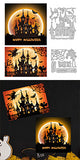 Halloween Castle Carbon Steel Cutting Dies Stencils, for DIY Scrapbooking, Photo Album, Decorative Embossing Paper Card, Greeting Card Mold, Castle, 84~112x92~95x0.8mm, 2pcs/set