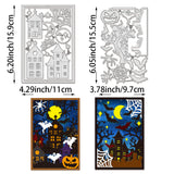 Halloween Theme Carbon Steel Cutting Dies Stencils, for DIY Scrapbooking, Photo Album, Decorative Embossing Paper Card, Greeting Card Mold, Castle, 155~159x97~110x0.8mm, 2pcs/set