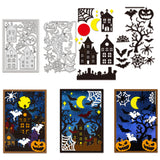 Halloween Theme Carbon Steel Cutting Dies Stencils, for DIY Scrapbooking, Photo Album, Decorative Embossing Paper Card, Greeting Card Mold, Castle, 155~159x97~110x0.8mm, 2pcs/set