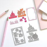 Amusement Park Theme Carbon Steel Cutting Dies Stencils, for DIY Scrapbooking, Photo Album, Decorative Embossing Paper Card, Castle, 83~102x154x0.8mm, 3pcs/set