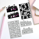 Cat Shape Carbon Steel Cutting Dies Stencils, for DIY Scrapbooking, Photo Album, Decorative Embossing Paper Card, 56~155x104~108x0.8mm, 3pcs/set