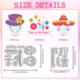 Day of the Dead Carbon Steel Cutting Dies Stencils, for DIY Scrapbooking, Photo Album, Decorative Embossing Paper Card, Skull, 104~105x86~155x0.8mm, 2pcs/set