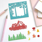 Forest Camping Theme Carbon Steel Cutting Dies Stencils, for DIY Scrapbooking, Photo Album, Decorative Embossing Paper Card, Tree, 107~114x119~126x0.8mm, 2pcs/set