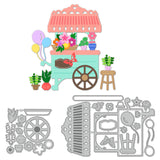 Flower Cart Carbon Steel Cutting Dies Stencils, for DIY Scrapbooking, Photo Album, Decorative Embossing Paper Card, Vehicle, 82~160x83~106x0.8mm, 2pcs/set