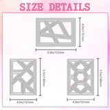 Geometric Theme Carbon Steel Cutting Dies Stencils, for DIY Scrapbooking, Photo Album, Decorative Embossing Paper Card, Rectangle, 152~140x101~110x0.8mm, 3pcs/set