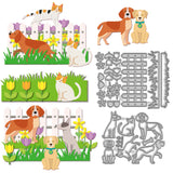 Pet Garden Theme Carbon Steel Cutting Dies Stencils, for DIY Scrapbooking, Photo Album, Decorative Embossing Paper Card, Dog & Cat, 120~143x101~111x0.8mm, 2pcs/set