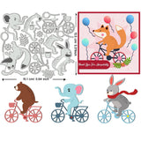 Animals with Bicycles Carbon Steel Cutting Dies Stencils, for DIY Scrapbooking, Photo Album, Decorative Embossing Paper Card, Mixed Shapes, 135x151x0.8mm