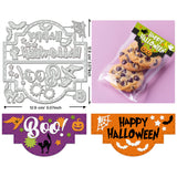 Happy Halloween Carbon Steel Cutting Dies Stencils, for DIY Scrapbooking, Photo Album, Decorative Embossing Paper Card, Word, 129x129x0.8mm