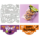 Happy Halloween Carbon Steel Cutting Dies Stencils, for DIY Scrapbooking, Photo Album, Decorative Embossing Paper Card, Word, 129x129x0.8mm