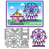 Amusement Park Theme Carbon Steel Cutting Dies Stencils, for DIY Scrapbooking, Photo Album, Decorative Embossing Paper Card, Playing Theme, 126x103x0.8mm