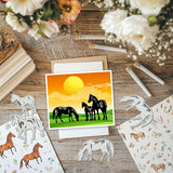 Horse Carbon Steel Cutting Dies Stencils, for DIY Scrapbooking, Photo Album, Decorative Embossing Paper Card, 117~165x71~77x0.8mm, 2pcs/set