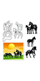 Horse Carbon Steel Cutting Dies Stencils, for DIY Scrapbooking, Photo Album, Decorative Embossing Paper Card, 117~165x71~77x0.8mm, 2pcs/set