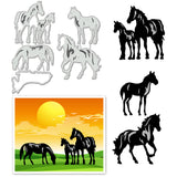 Horse Carbon Steel Cutting Dies Stencils, for DIY Scrapbooking, Photo Album, Decorative Embossing Paper Card, 117~165x71~77x0.8mm, 2pcs/set