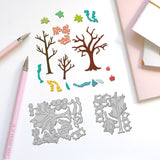 Carbon Steel Cutting Dies Stencils, for DIY Scrapbooking, Photo Album, Decorative Embossing Paper Card, Tree, 102~107x86~133x0.8mm, 2pcs/set