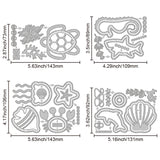 Carbon Steel Cutting Dies Stencils, for DIY Scrapbooking, Mirror Effect, Marine Benthos, Mixed Shapes, 73~106x109~143x0.8mm, 4pcs/set