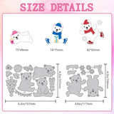 Carbon Steel Cutting Dies Stencils, for DIY Scrapbooking, Mirror Effect, Winter Bear, Bear, 106~107x117~157x0.8mm, 2pcs/set