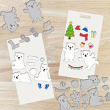 Carbon Steel Cutting Dies Stencils, for DIY Scrapbooking, Mirror Effect, Winter Bear, Bear, 106~107x117~157x0.8mm, 2pcs/set