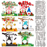 Four Seasons Gnome Carbon Steel Cutting Dies Stencils, for DIY Scrapbooking, Photo Album, Decorative Embossing Paper Card, 137~149x91~96x0.8mm, 3pcs/set