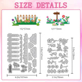 Flower & Fence Carbon Steel Cutting Dies Stencils, for DIY Scrapbooking, Photo Album, Decorative Embossing Paper Card, Mixed Shapes, 128~147x78~107x0.8mm, 2pcs/set