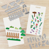 Flower & Fence Carbon Steel Cutting Dies Stencils, for DIY Scrapbooking, Photo Album, Decorative Embossing Paper Card, Mixed Shapes, 128~147x78~107x0.8mm, 2pcs/set