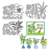 Garden Plant Carbon Steel Cutting Dies Stencils, for DIY Scrapbooking, Photo Album, Decorative Embossing Paper Card, Stainless Steel Color, 153~167x106~126x0.8mm, 3pcs/set