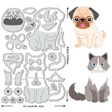 Pet Dog & Cat Carbon Steel Cutting Dies Stencils, for DIY Scrapbooking, Photo Album, Decorative Embossing Paper Card, Mixed Shapes, 112x168x0.8mm