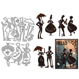 Retro Gentleman & Lady Carbon Steel Cutting Dies Stencils, for DIY Scrapbooking, Photo Album, Decorative Embossing Paper Card, Human, 100~103x122~140x0.8mm, 2pcs/set