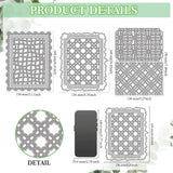 Grid Theme Carbon Steel Cutting Dies Stencils, for DIY Scrapbooking, Photo Album, Decorative Embossing Paper Card, Mixed Shapes, 130~190x134~169x0.8mm, 3pcs/set